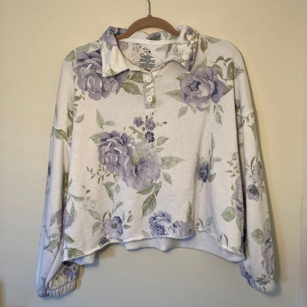 Secret Treasures- Floral Print Sleepwear Henley Top- Women Size S (4-6)